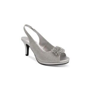 Karen Scott Womens 9 M Silver Breena Slingback Pump Heels NIB TE2